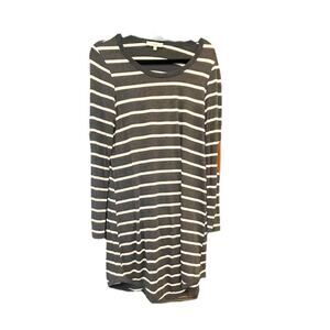 OVI T Shirt Dress with Professor Patches Rayon Blend Gray and White Medium